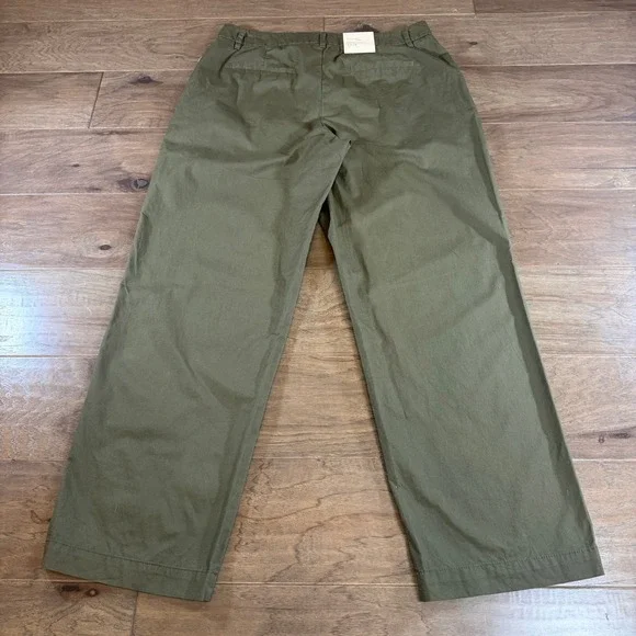 A New Day Women Olive Green Pleated Wide Leg Pants Size 12 - Picture 3 of 8